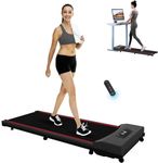 Under Desk Treadmill Walking Pad Portable Flat Slim Machine with Remote Control LCD Display for Home Office Gym Use, Installation Free (Red)