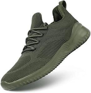 Kapsen Men's Non Slip Running Shoes Ultra Light Breathable Casual Walking Shoes Fashion Sneakers Mesh Workout Sports Shoes, Armygreen, 6.5