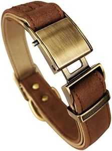 chede Basic Classic Luxury Padded Leather Dog Collar,The Seatbelt Buckle,for Large Medium Small Pets (M, Brown)