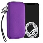 kwmobile Neoprene Phone Pouch Size XL - 6.7/6.8" - Universal Cell Sleeve Mobile Bag with Zipper, Wrist Strap - Violet