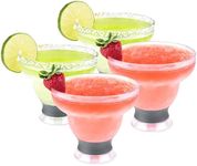 Host Freeze Cocktail Frozen Cup Double Wall Plastic Margarita Set Modern Drinking Glasses Grey, 4 Count (Pack of 1), Gray