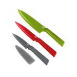 Kuhn Rikon Colori+ Professional 3 Pc Kitchen Knife Set (Chef Knife, Utility Knife, Serrated Paring Knife) Kitchen Knives Set. Sharp Knife Set – 3 Year Kuhn Rikon Kitchen Accessories Guarantee