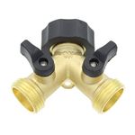 IGNPION 2 Way Brass Tap Manifold with Individual On/Off Valves, Tap Adaptor for Garden