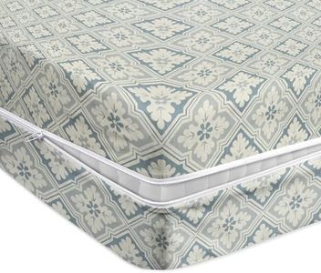 BSB HOME Premium Cotton Printed Mattress Cover/Protector with Zipper Chain|Provides All Around Protection with 360° Encasing | Double Size Bed - 78x72+6 inches (6.5 x 6 Feet Mattress) White & Grey
