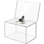 MaxGear Acrylic Donation Box with Lock and Sign Holder, Clear Ballot Box Donation Boxes for Fundraising (6.2" x 4.5" x 4") with Lock - Clear