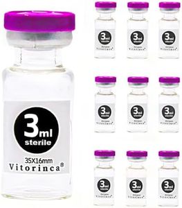 Vitorinca 3ml Sterile Glass Vials, 10 Packs-3ml Sterile Empty Vial with Self-Healing Injection Port and Flip Top Cap, Sterile Package, for use in sterile preparations and Laboratory Study