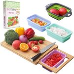 PYINRUOLI Expandable Bamboo Cutting Board With Containers,Over The Sink Cutting Board For Kitchen,Meal Prep deck For Food (Multicolor) Large