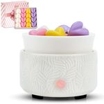 Electric Ceramic Wax Melts Warmer Burner with 1pc Silicone Dish Liner and 16 Heart-shaped Wax Melts Cubes 4-in-1 Fragrance Candle Burners Wax Melter for Aromatherapy Home Office Bedroom Decor Gifts