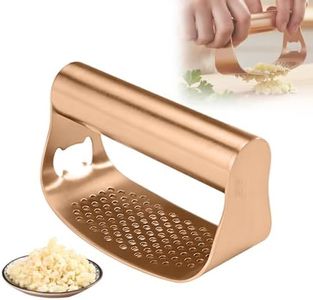 Stainless Steel Garlic Press, 2025 New Garlic Press Rocker Masher, Garlic Mincer Crusher Tool, Multifunctional Garlic Grinder Chopper for Household Kitchen Gadgets (Gold)