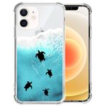 NONMY for iPhone 12 Case Clear,TLT Four Sea Turtles Ocean Transparent Soft Shockproof Protective Slim Thin Bumper Pattern Design Phone Case for iPhone 12/iPhone 12 Pro