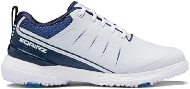 SQAIRZ Speed2 Men's Athletic Golf Shoes, Golf Shoes, Designed for Balance & Performance, Replaceable Spikes, Waterproof, Golf Shoes Men with Spikes, Mens Golf Shoes, Golf Footwear, White/Navy, 13