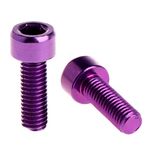 Ranuw 1 Pair Bike Water Bottle Cage Bolts M5 Aluminium Alloy Hex Socket Tapping Screws (Purple)