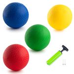 New Bounce Dodge-Ball Set - 7 Inch Heavy Duty Dodgeball Balls - Set of 4, PG7 Balls, 1 Pump, and 2 pins, Smaller Size Dodgeball and Handball - Perfect for Camps and Schoolsââ‚¬¦