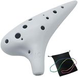 Aestivate Plastic Ocarina Instrument 12 Hole Alto C Ocarina 12-Hole Zelda Ocarina Instrument Easy Instrument for Children, Beginners Pointed Ocarina(White)