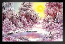 Bob Ross Winter Sun Art Print Painting Framed Poster 14x20 inch