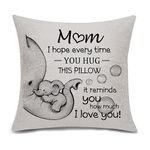 Bacmaxom Mum I Hope Every Time You Hug This Pillow It Reminds You How Much I Love You Cushion Cover Throw Pillow Cover for Mother Mum Mom Mama Birthday Mother's Day (I love you-mum)