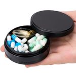 Pill Box 3 Compartment - Metal Travel Pill Case for Pocket or Purse, Portable Waterproof Medicine Pill Organizer Holder Daily Pill Container for Medication, Vitamin, Fish Oil