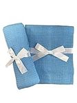 ZIMEL HOMES Baby Cellular Blanket - Extra Soft 100% Cotton Blankets for Moses Basket Crib Pram Boys Girls Unisex Infant Cot Bed Swaddle Waffle Shawl Wrap Toddler (Blue, 60 cm x 90 cm)