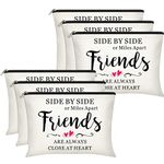 6 Pieces Friendship Cosmetic Bag Makeup Side Bag Girls Weekend Gifts Friends Makeup Bag for Christmas Friendship Present Travel Pouch Friend BFF Gifts for Women Honeymoon Birthday (Heart Pattern)