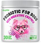 Probiotics for Dogs Natural Digestive Enzymes Prebiotics for Allergy Itch Relief Gut Flora Coprophagia Bowel Support Treatment Anti Diarrhea for Dogs Pet Health Immune System Support 30 Soft Chews