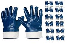 Kavish 12 Pack Blue Safety Work Gloves .Waterproof And Oil Resistant glove for Petrochemical & Fuel Transport Workers,Outside all kind of works,Chemical related,heavy duty Nitrile coated (Large)