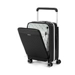 THE ASSEMBLY Assembly Premium Hard-Sided Cabin Luggage (55Cms) With Wide Handle | Polycarbonate Laptop Spinner Trolley Bag With Usb Port -Black-45Litres (Roverpro)