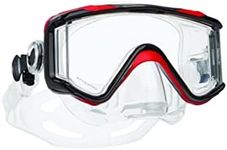 SCUBAPRO Crystal Vu Plus Scuba Mask with Purge Valve, with Ultra Clear Tri Lens for Diving, Red/Gray