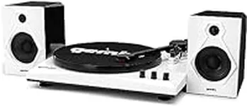 Gemini Sound TT-900-3-Speed Turntable with Bluetooth, 2-Way Stereo Speakers, and Pitch Adjustment (White)
