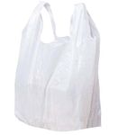 Sabco - Heavy Duty 13 x 19 x 23" White Plastic Carrier Bags With Handles - Qty 80 Pcs Pack - Vest Carriers Ideal For Grocery Shopping Takeaway Freezer (1)