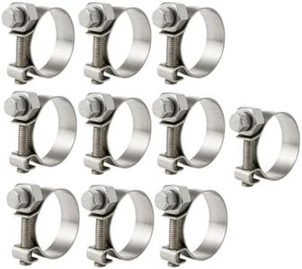NITRO4X4 Stainless Steel Fuel Injector Hose Clamps Set - 10 Pack Adjustable Gas Line Hose Clamp (9/16 to 5/8 Inch, 14-16mm) - Heavy Duty Hose Clamp for Fuel Lines, Automotive Repairs