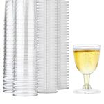 Frcctre 75 Pack Clear Plastic Wine Glasses, 5 Oz Disposable Plastic Drink Cups, Plastic Fancy Wine Cups Drink Glasses for Champagne, Dessert, Catering, Wedding, Party - Disposable & Reusable