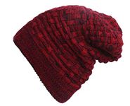 FabSeasons Unisex Acrylic Woolen Slouchy Beanie and Skull Cap for Winters with faux fur on The inner side Maroon