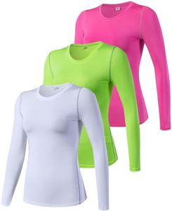 SPVISE 3 Pack Long Sleeve Athletic Tops for Women Workout Compression Long Sleeve Shirts Moisture Wicking Gym Hiking T-Shirt