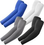 ROXUN Arm Sleeves, Cooling UV Sun Protection Sports Compression for Men/Women, 4 Pairs - Black+white+dark Gray+blue