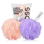 Ross Large Bath Loofah Sponge Scrubber Exfoliator for High Lather Cleansing (Peach and Purple)