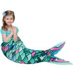 Mermaid Tail Blanket - Plush Mermaid Wearable Blanket for Girls Teens All Seasons Soft Flannel Snuggle Blanket Mermaid Scale Sleeping Bag 55" x 24" (Green)