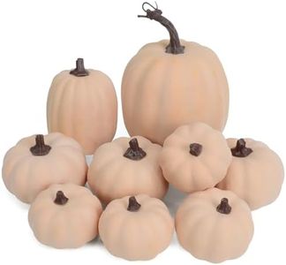 Ghrdopy 9PCS Fall Pumpkin Decor - Plastic Artificial Fake Pumpkins Used for Home Party Outdoor Decor and Thanksgiving Decorations(Pink)