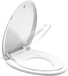 Elongated Toilet Seat Adult/Child,Built-In Potty Training Seat, Soft Quiet Close Non-Slip Seat, Easy to Install & Clean,Magnetic Kids Seat and Cover for Elongated Oval Toilets,White