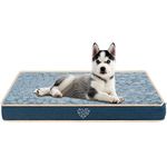 VANKEAN Waterproof Dog Crate Pad Bed Mat Reversible (Cool & Warm), Removable Washable Cover & Waterproof Inner Lining, Pet Crate Mattress for Cats and Dogs, Joint Relief Dog Bed for Crate, Navy/Grey