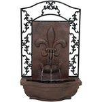 French Lily Outdoor Solar on Demand Wall Fountain Iron Finish