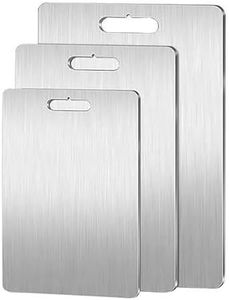 3 Pack Titanium Cutting Board | Stainless Steel Chopping Board | Double Sided Chopping Boards for Kitchens | Portable Steel Cutting Board Serving Tray Set for Meat, Veggies, Fruit