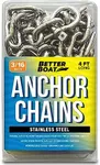 Stainless Steel Anchor Chain, Boat Anchor Chain, Anchor Chains for Boats, Stainless Anchor Chain, Double Boat Anchor Shackle Link Ends Marine Grade Boat Accessories 4 Ft Chain 3/16" Width