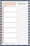 Navy Weekly Meal Planning Calendar Grocery Shopping List Magnet Pad for Fridge, Magnetic Family Pantry Food Menu Board Organizer, Week Diet Prep Planner Tool, Refrigerator What to Eat Dinner Notepad