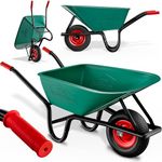 GARDEBRUK® Heavy Duty Garden Wheelbarrow | 100L 250KG | Pneumatic Tyre | Powder Coated Steel Rim | Strong Large Transport Trolley Handcart Wheel Barrow | Green & Black