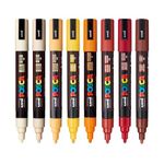 Posca PC-5M Marker | 1.8-2.5 mm Bullet Shaped Tip (Warm Tone, Pack of 8)