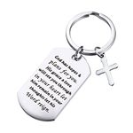 BEKECH Christian Gifts God Has Hopes and Plans for You Bible Verse Dog Tag Pendant Keychain with Cross Charm Inspirational Religious Jewelry Faith Gifts (Silver)