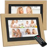 Golony 7-inch Digital Photo Frame, 4 Windows Slideshow, 1280x800 High Definition IPS Screen, Remote Control, Play Photos/Music/Videos Using USB/SD Card, Display Calendar, 2024 Mahogany Frame