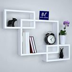 AMAZE SHOPPEE Wooden Wall Mounted Shelf Rack for Living Room Decor (White) - Set of 3 (Design3C)