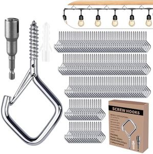 Emiluil 102 PCS Metal Sliver Eye Screw Hooks for Hanging Heavy Duty.Windproof Ceiling Hooks for Hanging Plants,Cup,Wind Chime,Bird Feeders,Christmas String Lights at Indoor&Outdoor 2.2 Inch