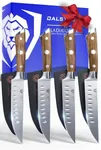 Dalstrong Steak Knives Set - 4 Piece - Gladiator Series - 5 inch - Forged High Carbon German Steel - Olive Wood Handle - Straight Edge - Razor Sharp Kitchen Knife Set - Dinner Set - Sheaths Included